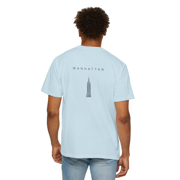 Manhattan Black Empire State Building New York Unisex Double Sided T-shirt - Chambray