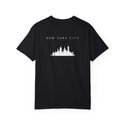 New York City White Skyline Manhattan Unisex Double Sided T-shirt - Black