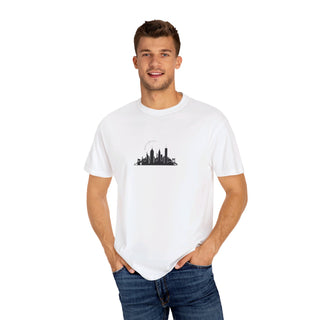 NYC Skyline T-Shirt Manhattan Unisex T-Shirt Garment-Dyed T-shirt Rainbow Text Comfort Colors White T-Shirt