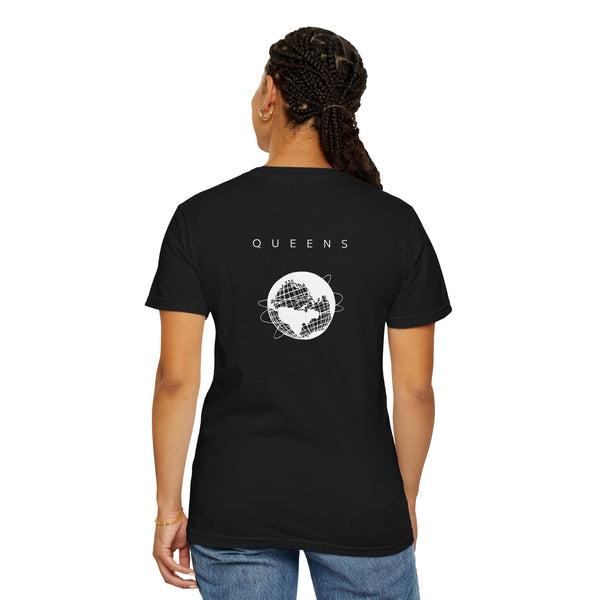 Queens White Unisphere New York Unisex Double Sided T-shirt - Black