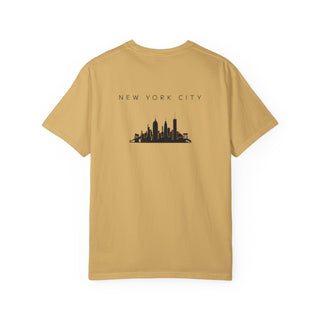 New York City Black Skyline Manhattan Unisex Double Sided T-shirt - Mustard