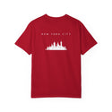 New York City White Skyline Manhattan Unisex Double Sided T-shirt - Red