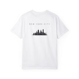 New York City Black Skyline Manhattan Unisex Double Sided T-shirt - White