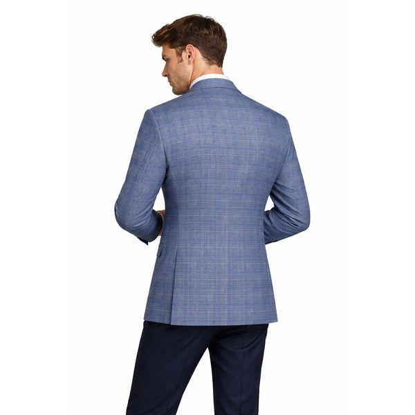 Men Regular-Fit Windowpane Blazer Jacket | Stretch Comfort | Washable FREE Socks