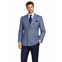 Men Regular-Fit Windowpane Blazer Jacket | Stretch Comfort | Washable FREE Socks