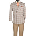 Men Regular-Fit Windowpane Blazer Jacket | Stretch Comfort | Washable FREE Socks - TAN