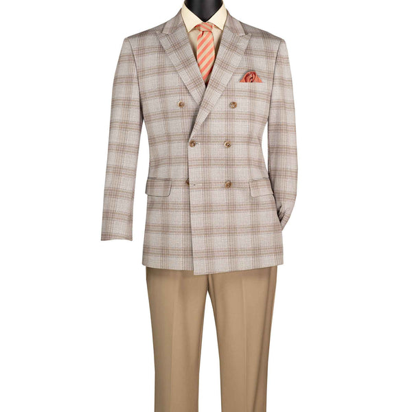 Men Regular-Fit Windowpane Blazer Jacket | Stretch Comfort | Washable FREE Socks - TAN