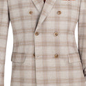 Men Regular-Fit Windowpane Blazer Jacket | Stretch Comfort | Washable FREE Socks - TAN