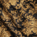 Gold floral pattern on a black background
