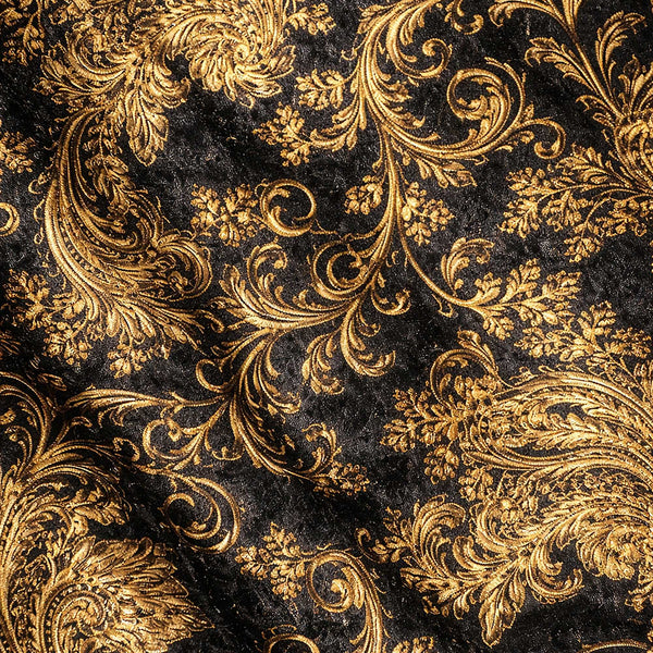 Gold floral pattern on a black background