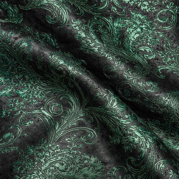 Men’s Paisley Embossed Blazer Modern Fit Tuxedo Jacket + Bow Tie & Free Socks-EMERALD