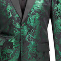 Men’s Paisley Embossed Blazer Modern Fit Tuxedo Jacket + Bow Tie & Free Socks-EMERALD