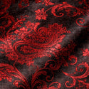 Men’s Paisley Embossed Blazer Modern Fit Tuxedo Jacket + Bow Tie & Free Socks-RED