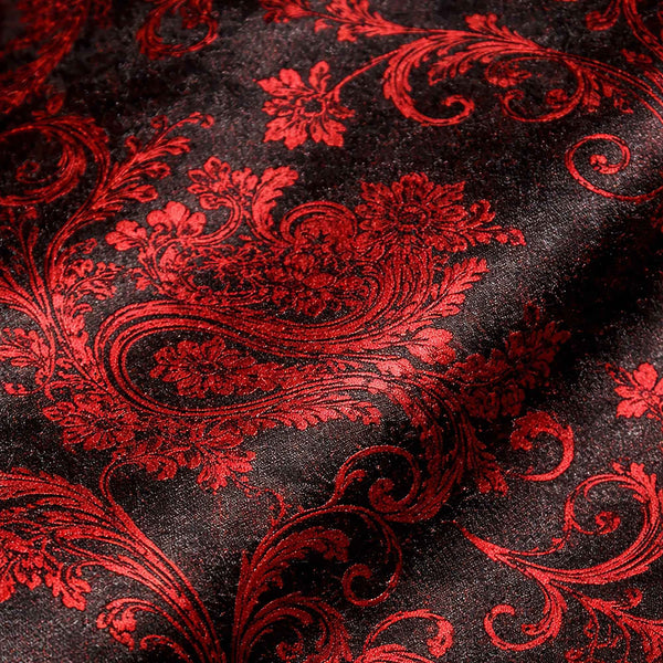Men’s Paisley Embossed Blazer Modern Fit Tuxedo Jacket + Bow Tie & Free Socks-RED