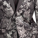 Men’s Paisley Embossed Blazer Modern Fit Tuxedo Jacket + Bow Tie & Free Socks-SILVER