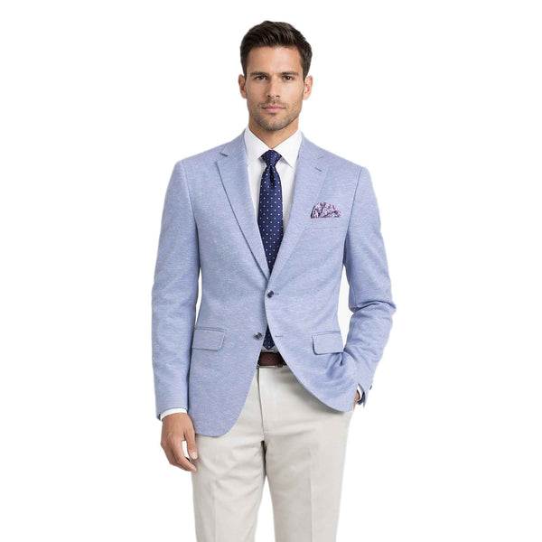 Men Modern-Fit Textured Sport Coat Blazer | Super Stretch | Washable, FREE Socks-LIGHT BLUE