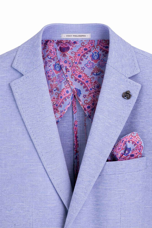 Men Modern-Fit Textured Sport Coat Blazer | Super Stretch | Washable, FREE Socks-LIGHT BLUE