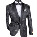 Men's Luxury Embroidery Slim Blazer Tuxedo Wedding Prom Jacket Bow Tie & Socks BLACK