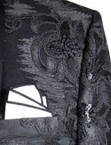 Men's Luxury Embroidery Slim Blazer Tuxedo Wedding Prom Jacket Bow Tie & Socks BLACK