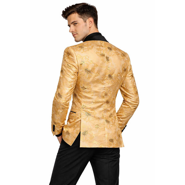 Men's Luxury Embroidery Slim Blazer Tuxedo Wedding Prom Jacket Bow Tie & Socks