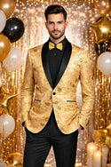 Men's Luxury Embroidery Slim Blazer Tuxedo Wedding Prom Jacket Bow Tie & Socks