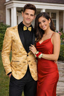 Men's Luxury Embroidery Slim Blazer Tuxedo Wedding Prom Jacket Bow Tie & Socks