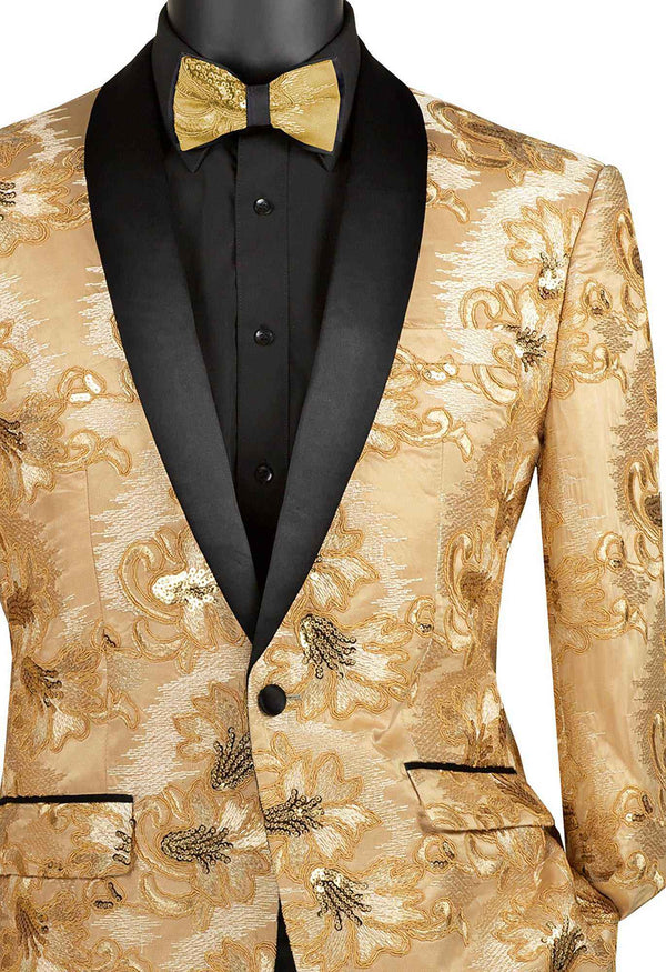 Men's Luxury Embroidery Slim Blazer Tuxedo Wedding Prom Jacket Bow Tie & Socks