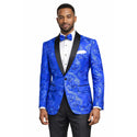 Men's Luxury Embroidery Slim Blazer Tuxedo Wedding Prom Jacket Bow Tie & Socks ROYAL
