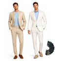 Men’s Modern Fit Linen-Cotton Suit | Breathable Stretch Comfort | FREE SOCKS