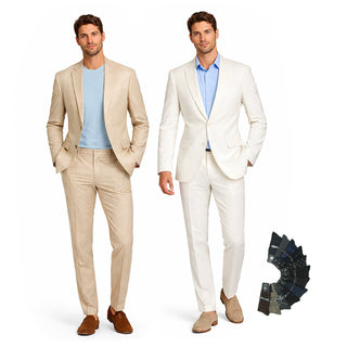 Men’s Modern Fit Linen-Cotton Suit | Breathable Stretch Comfort | FREE SOCKS