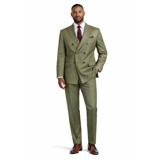 Luxurious Regular-Fit Men's Sharkskin Double Breasted 4x6 Suit, Adj Waist + FREE SOCKS - DUSTY PURPLE (Copy)