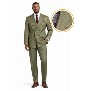 Luxurious Regular-Fit Men's Sharkskin Double Breasted 4x6 Suit, Adj Waist + FREE SOCKS - DUSTY PURPLE (Copy)