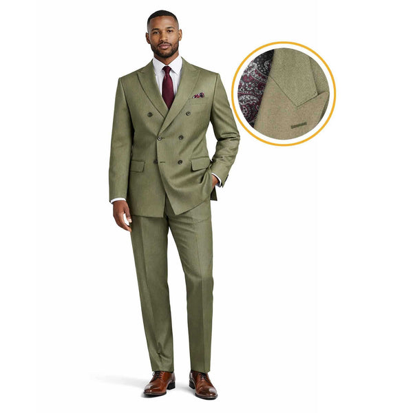 Luxurious Regular-Fit Men's Sharkskin Double Breasted 4x6 Suit, Adj Waist + FREE SOCKS - DUSTY PURPLE (Copy)