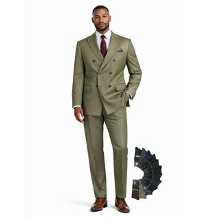 Luxurious Regular-Fit Men's Sharkskin Double Breasted 4x6 Suit, Adj Waist + FREE SOCKS - DUSTY PURPLE (Copy)