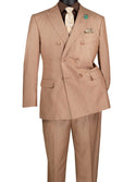 Luxurious Men's Sharkskin Double Breasted 4x6 Regular-Fit Suit, Adj Waist, Free Socks - MOCHA