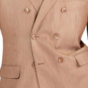 Luxurious Men's Sharkskin Double Breasted 4x6 Regular-Fit Suit, Adj Waist, Free Socks - MOCHA