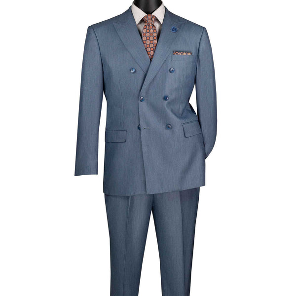 Luxurious Men's Sharkskin Double Breasted 4x6 Regular-Fit Suit, Adj Waist, Free Socks - MOCHA