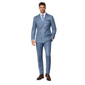 Luxurious Men's Sharkskin Double Breasted 4x6 Regular-Fit Suit, Adj Waist, Free Socks - MOCHA