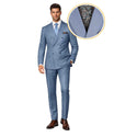 Luxurious Men's Sharkskin Double Breasted 4x6 Regular-Fit Suit, Adj Waist, Free Socks - MOCHA