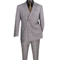 Men's Double Breasted Glen Plaid Suit 6x2, Regular-Fit, Adjust Waist, Free Socks