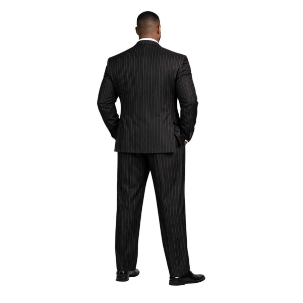 Men's Double Breasted Pinstripe Suit 6x2, Regular-Fit, Adjust Waist, CANYON CLAY