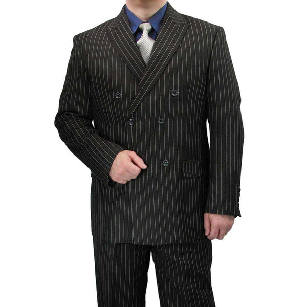 Black pinstripe suit on a white background