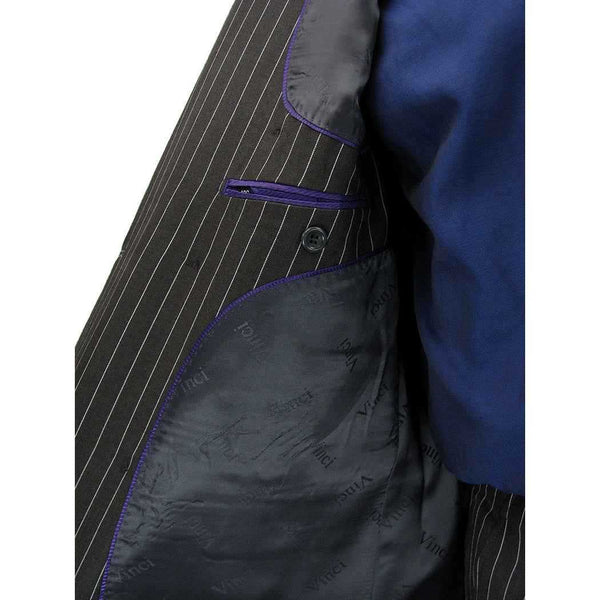 Men's Double Breasted Pinstripe Suit 6x2, Regular-Fit, Adjust Waist, CANYON CLAY