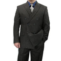 Men's Double Breasted Pinstripe Suit 6x2, Regular-Fit, Adjust Waist, BLACK