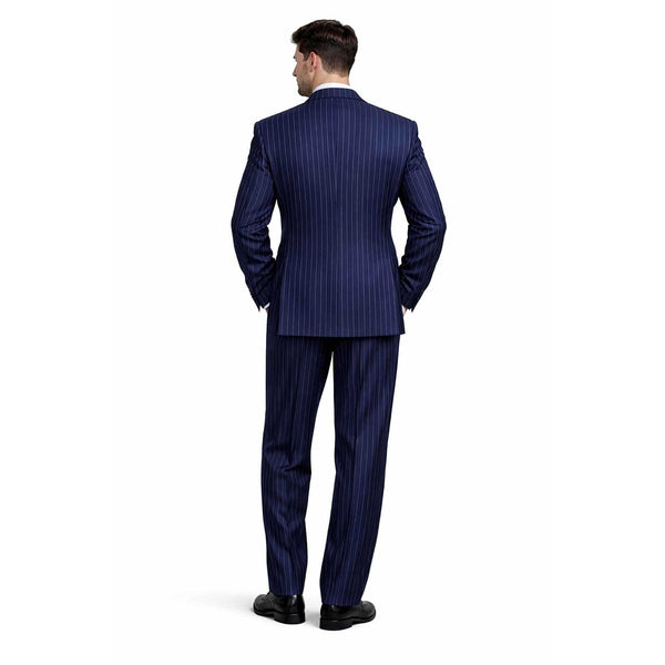 Men's Double Breasted Pinstripe Suit 6x2, Regular-Fit, Adjust Waist, BLACK