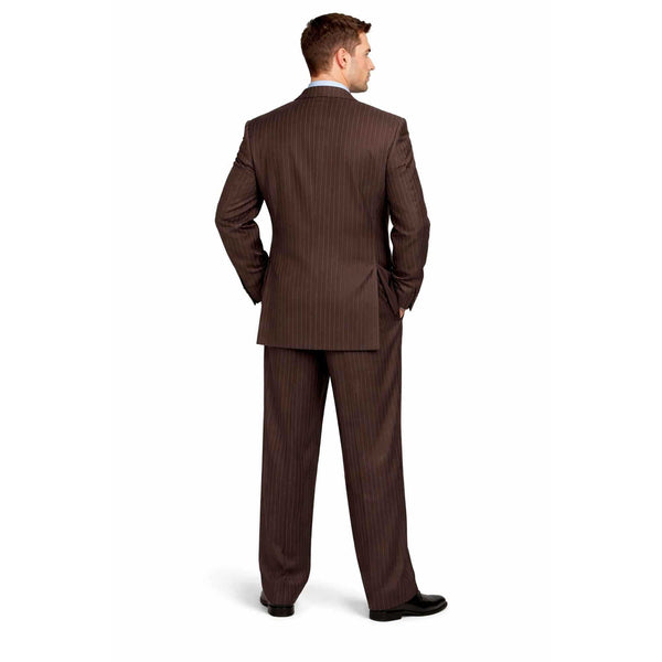 Men's Double Breasted Pinstripe Suit 6x2, Regular-Fit, Adjust Waist, BROWN