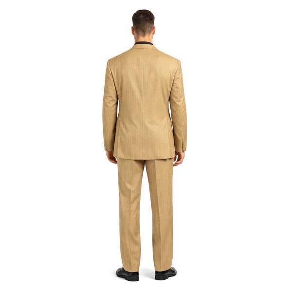 Men's Double Breasted Pinstripe Suit 6x2, Regular-Fit, Adjust Waist, CAMEL