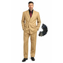 Men's Double Breasted Pinstripe Suit 6x2, Regular-Fit, Adjust Waist, CAMEL