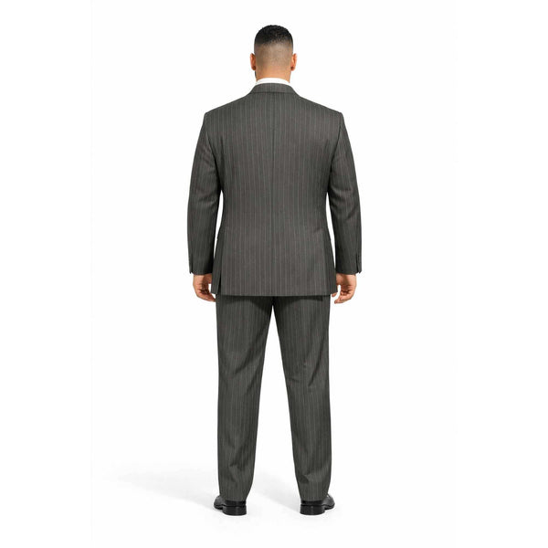 Men's Double Breasted Pinstripe Suit 6x2, Regular-Fit, Adjust Waist, CHARCOAL