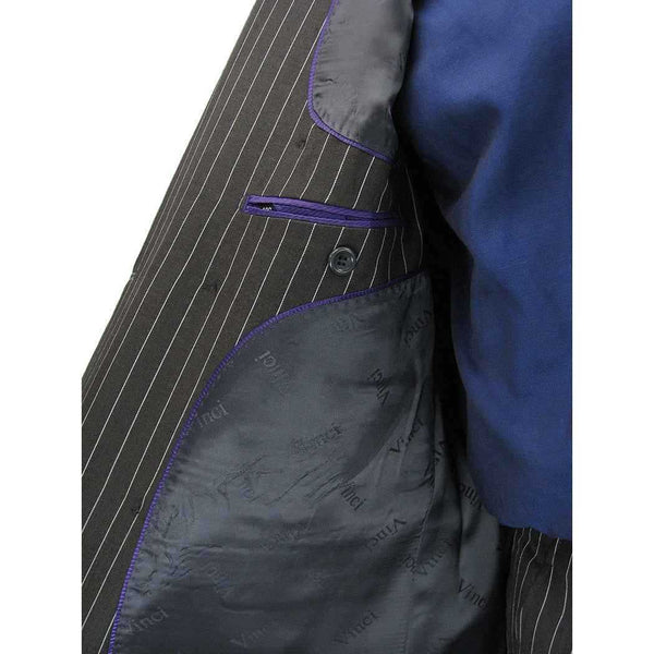 Men's Double Breasted Pinstripe Suit 6x2, Regular-Fit, Adjust Waist, CHARCOAL